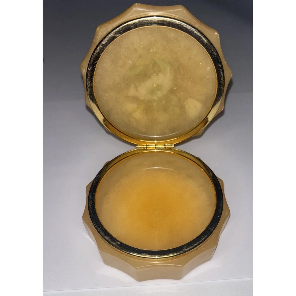 Alabaster Trinket Box Vintage Hand Carved Hinged Round Made In Italy